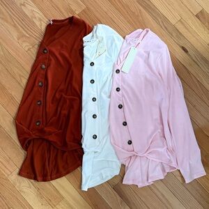 Cardigan❗️BUNDLE❗️NWT❗️Button-Front Roll under tuck— Rust, White, Pink
